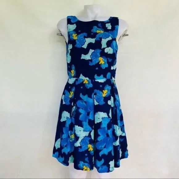 Charming Charlie Blue Floral A-Line Sleeveless Midi Dress Size S - Picture 1 of 11